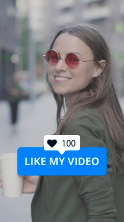Girl with Coffee in City TikTok Video tervezősablon