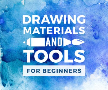 Ontwerpsjabloon van Medium Rectangle van Drawing materials and tools store banner
