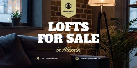 Real Estate Ad with Modern Loft Interior Twitter Design Template