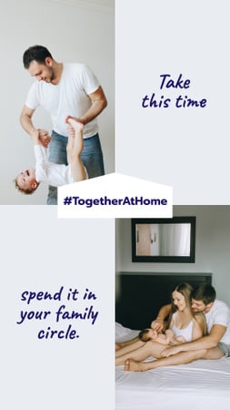 #TogetherAtHome Rodina tráví čas s dítětem Instagram Story Šablona návrhu