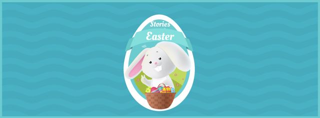 Easter bunny with colored eggs in basket Facebook Video cover Design Template