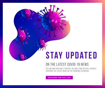 Covid-19 News with Virus model Facebook Design Template