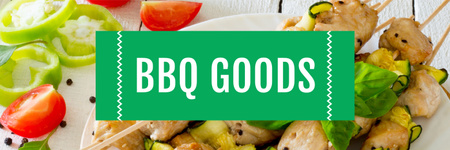 BBQ Food Offer Grilled Chicken on Skewers Twitterデザインテンプレート