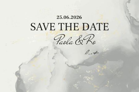 Wedding announcement on grey watercolor pattern Label Design Template