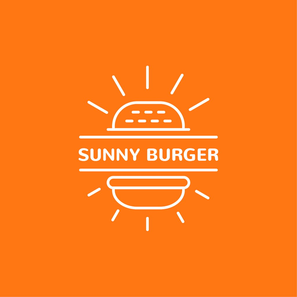 Fast Food Ad with Burger in Orange Logo Design Template