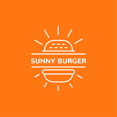 Fast Food Ad with Burger in Orange Logo Πρότυπο σχεδίασης