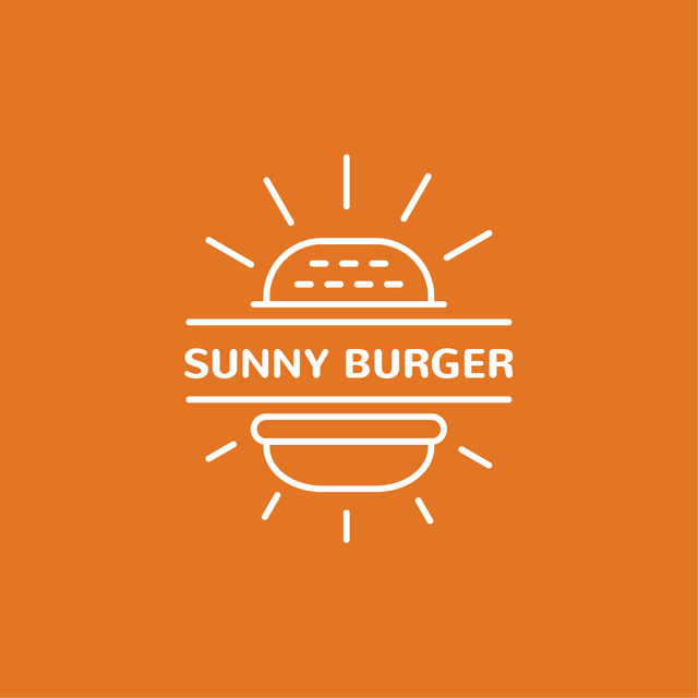 Fast Food Ad with Burger in Orange Logo – шаблон для дизайну
