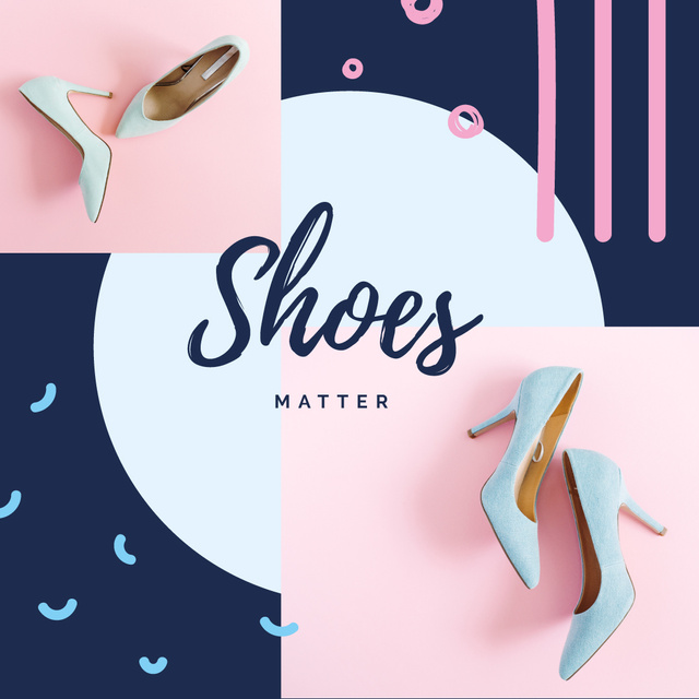 Female Fashionable Shoes in Blue Instagram ADデザインテンプレート
