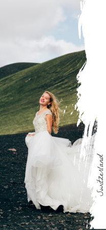Designvorlage Happy Woman in bridal dress für Snapchat Moment Filter
