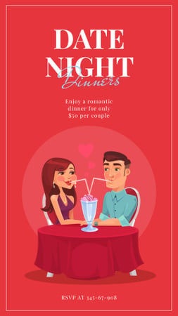 Couple of lovers drinking cocktail on St.Valentine's Day Instagram Story Modelo de Design