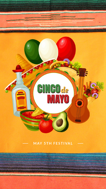 Modèle de visuel Cinco de Mayo Mexican Festive Food - Instagram Video Story
