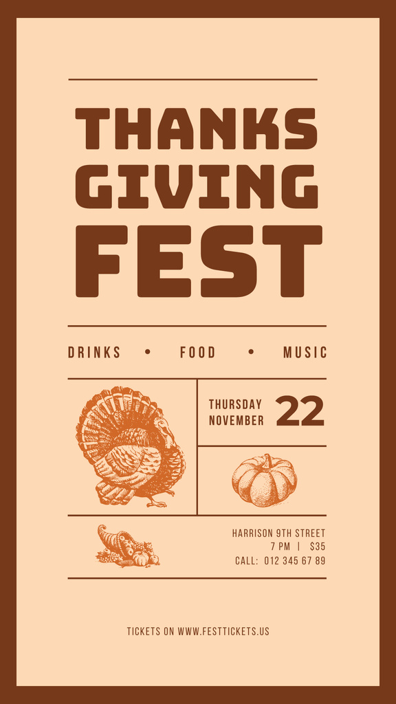 Thanksgiving fest poster Instagram Story – шаблон для дизайну