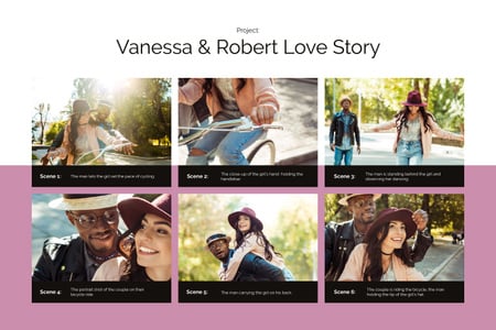 Love Story of Cute Couple on Bike Storyboard Design Template