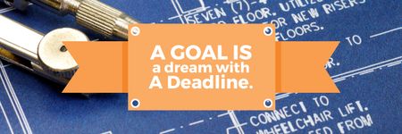 Goal Motivational Quote Blueprints and Compass Twitter Modelo de Design