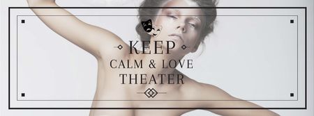 Theater Quote with Woman Performing in White Facebook cover Modelo de Design