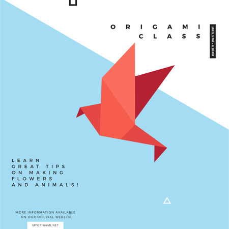 Origami Classes Invitation Paper Bird in Red Instagram AD tervezősablon