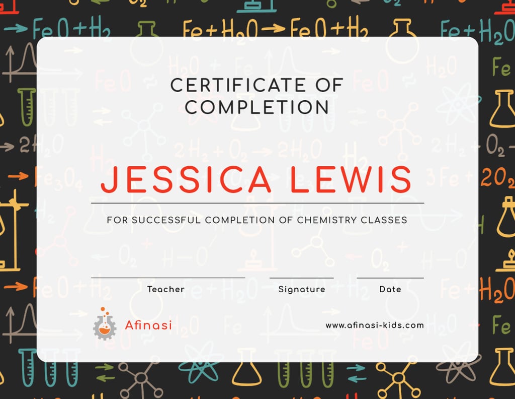 Template di design Chemistry Classes Completion confirmation with science icons Certificate