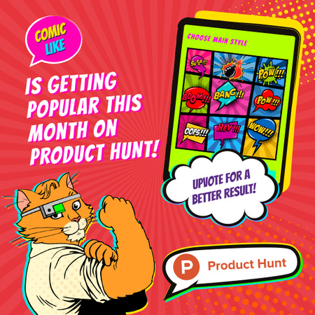 Product Hunt Campaign App Interface on Screen Instagram Design Template