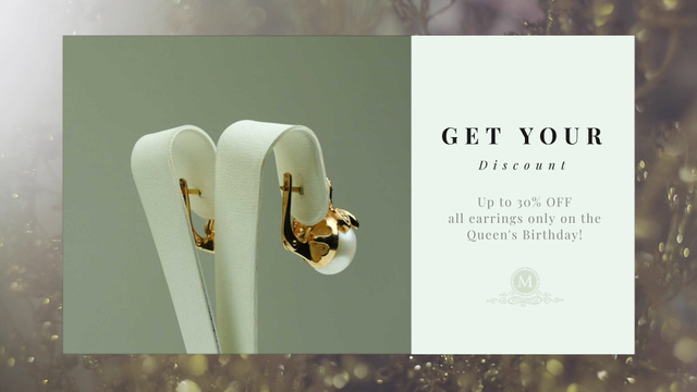 Plantilla de diseño de Queen's Birthday Sale Jewelry with Diamonds and Pearls Full HD video 