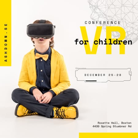 Plantilla de diseño de Niño con gafas de realidad virtual en ropa amarilla Animated Post 