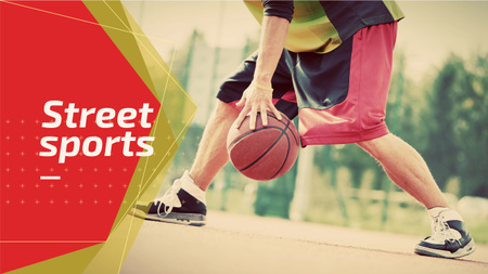 Platilla de diseño Street sport background with young man playing basketball Youtube
