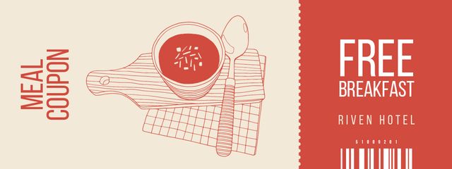 Meal Offer with Soup Illustration Coupon – шаблон для дизайну