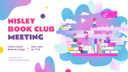 Platilla de diseño Book Club Event People Reading Books FB event cover