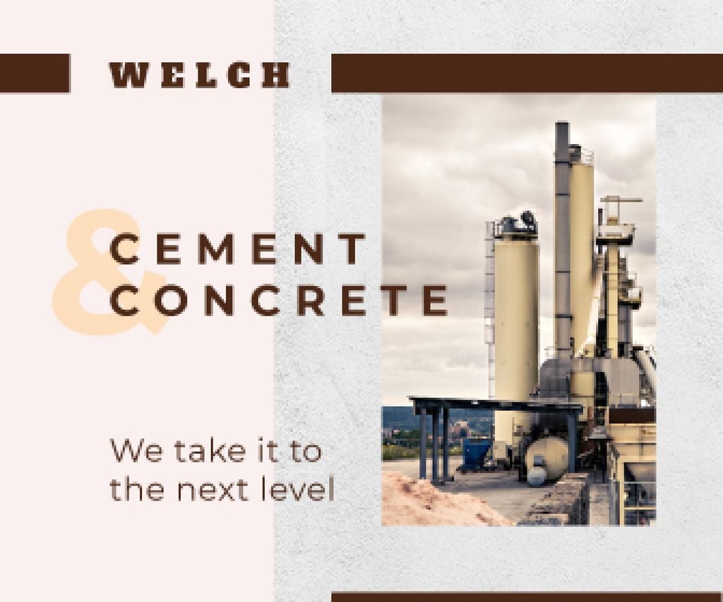 Concrete Production with Industrial Plant with Chimneys Large Rectangle Design Template
