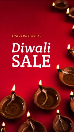 Lindas saudações de Diwali e oferta de descontos para lâmpadas brilhantes Instagram Story Modelo de Design
