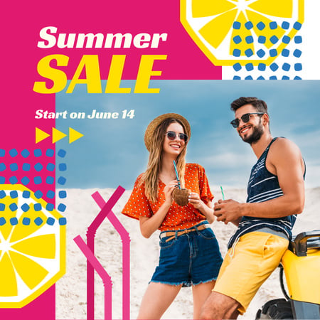 Szablon projektu Summer Offer with Couple at the Beach Instagram