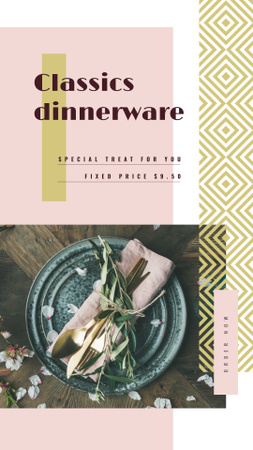 Festive formal dinner table setting Instagram Story Modelo de Design