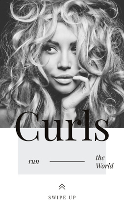 Plantilla de diseño de Curls Care Tips with Woman with Messy Hair Instagram Story 