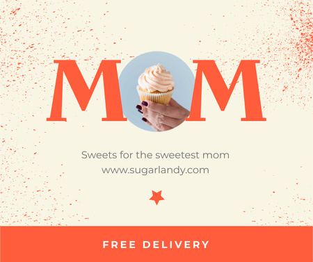 Ontwerpsjabloon van Facebook van Sweets Delivery Offer on Mother's Day