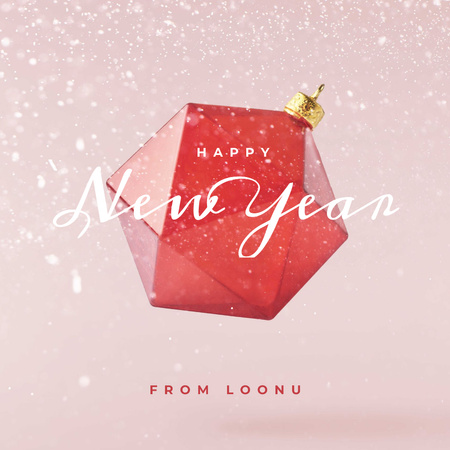 New Year Greeting with Ball in red Instagram Design Template