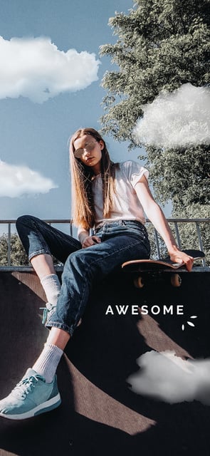 Plantilla de diseño de Stylish Young Girl with skateboard Snapchat Moment Filter 