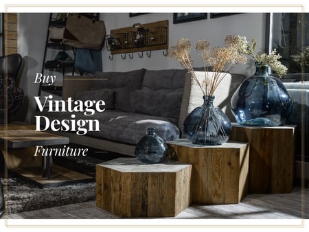 Vintage design furniture with Stylish Room Presentation Design Template