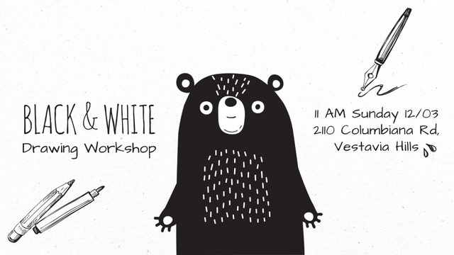Plantilla de diseño de Character Drawing Scary Cartoon Bear Full HD video 