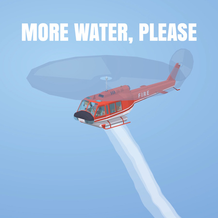 Fire helicopter dropping water Animated Post Tasarım Şablonu