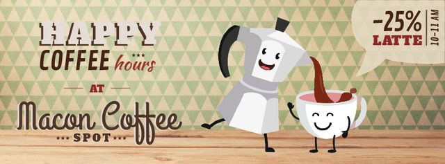 Coffee Shop Promotion Moka Pot and Cup Facebook Video cover Design Template