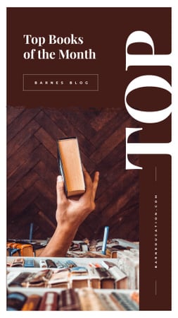 Top books of the mounth with Hand holding book Instagram Story Design Template