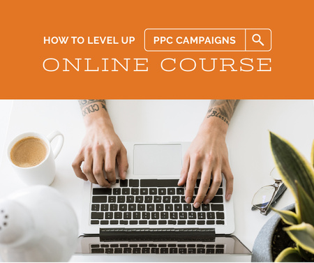 Plantilla de diseño de Online Course Ad Hands Typing on Laptop Facebook 