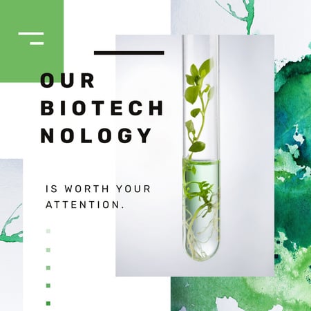 Green Plants in Test Tube Instagram AD Design Template