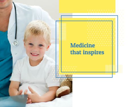 Clinic Promotion with Kid Visiting Pediatrician Large Rectangle Design Template