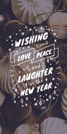 New Year greeting with Shiny decorations Graphic Tasarım Şablonu