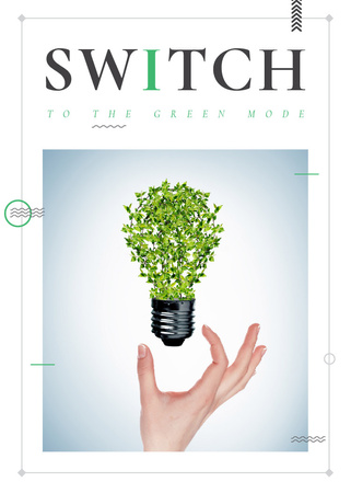Eco Light Bulb with Leaves Invitation Design Template