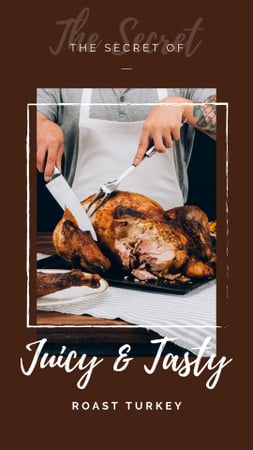Chef cutting roasted Thanksgiving turkey Instagram Story – шаблон для дизайна