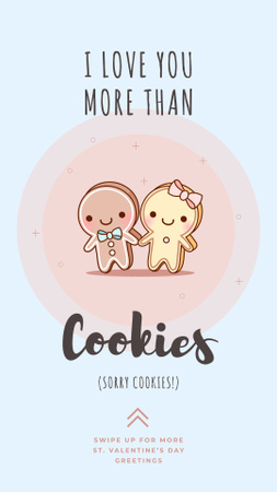 Valentine's Day Card with Cute gingerbread cookies Instagram Story Design Template