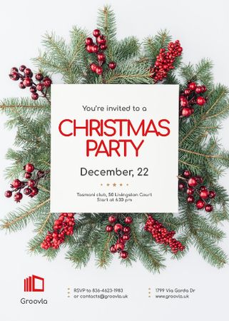 Plantilla de diseño de Christmas Party Invitation Frame with Wreath Invitation 