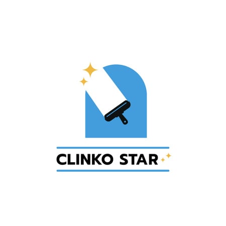 Template di design Annuncio di servizi di pulizia con pennello in blu Logo