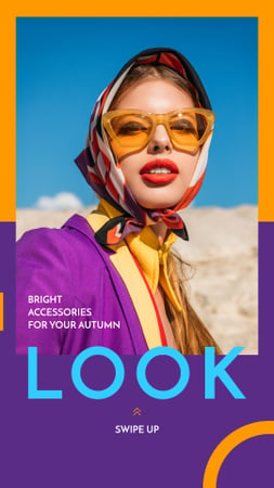 Fashion Accessories Ad Stylish Girl in Sunglasses Instagram Story tervezősablon